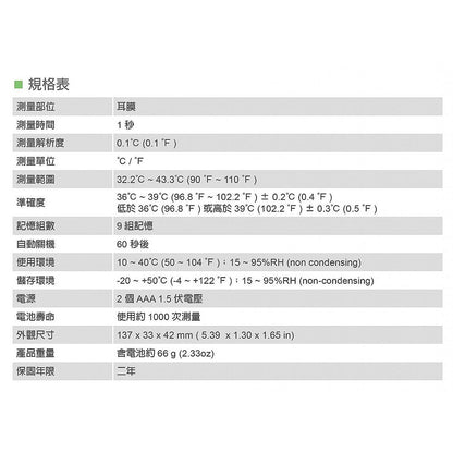 沛綠康 紅外線體溫計 耳溫槍-KI8170｜健康e學院